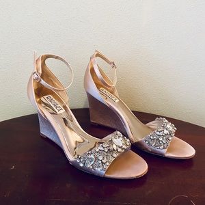 Badgley Mischka Pink Wedges with Embellishments